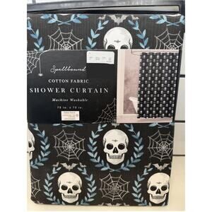 Spellbound Printed Cotton shower Curtain Halloween 72x72 Skull Spider Web NEW!